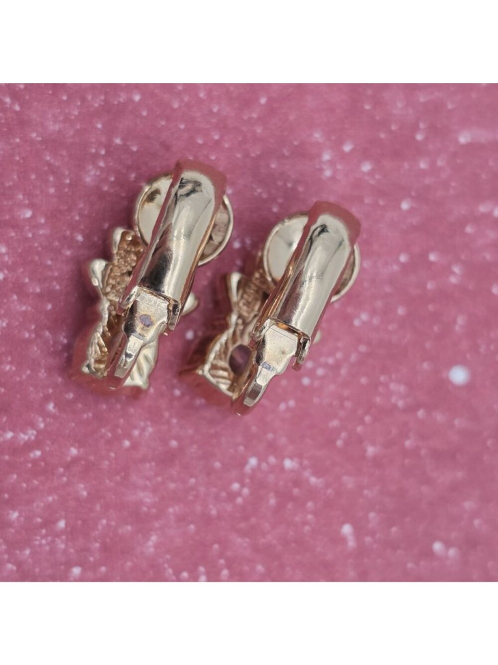 14K HGE Gold Plated Cubic ZirconiaPost Earrings Floral Leaf by Lind Vintage - Picture 5 of 9